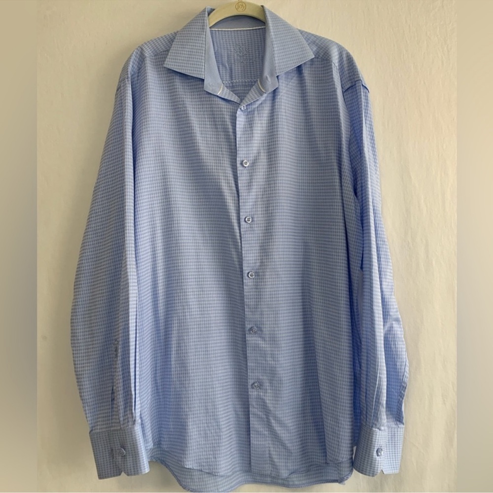 Bugatchi Uomo Men's Blue Long Sleeve Button Up Shirt Size 17